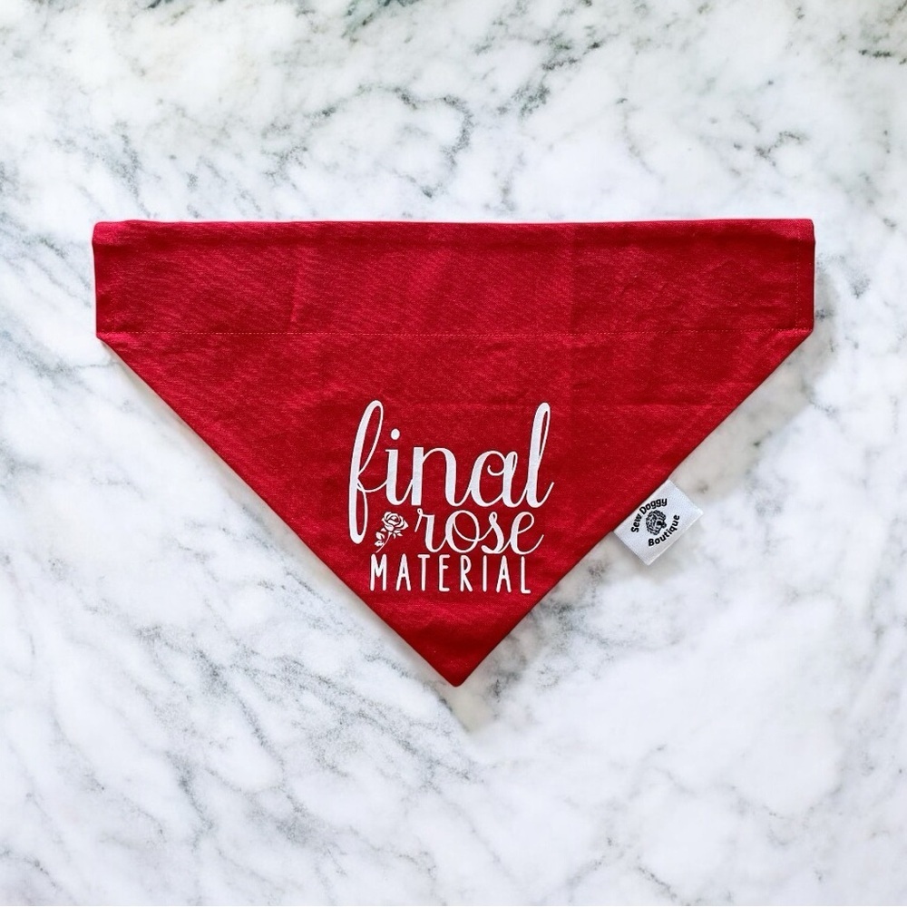 DOG Bandana - Final Rose Material & Red Polka Dots (Reversible) - Size L Large
